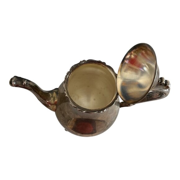 Vintage Leonard Silverplate Coffee Pot – Ornate Footed Teapot with Hinged Lid – - Picture 5 of 8